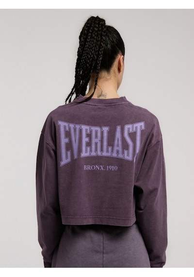Everlast Bronx 1910 Oversize Mor Crop Uzun Kollu Kadın Tişört Mor
