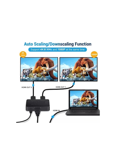Maxgo 3140 4k 2 Port Hdmi Splitter Switch Çoklayıcı Çoğaltıcı Ekran Adaptör