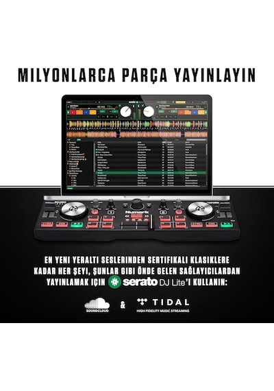 Numark Dj2go2 Touch Yolculuk İçin Mini Dj Kontrol Cihazı 2 Panelli Usb Dj Konsolu, Ses Arayüzü Ve Kapasiteli