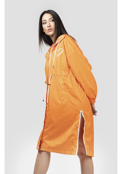 Pua Fashion Orange Kalpli Kapşonlu Trench 001