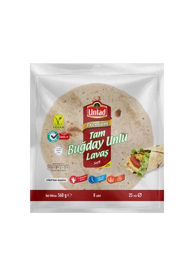 4 Adet Untad Premium Tam Buğday Unlu Lavaş 8'li 560 G