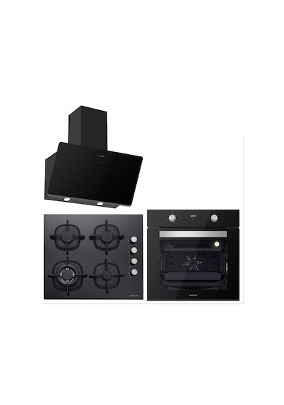 Silverline BO6502B02 - CS5429B01 - 3457 Soho 60 Siyah Cam Ankastre Set
