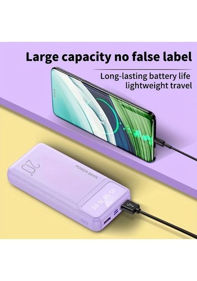 Sunshine022 Taşınabilir Şarj Cihazı 20000mah Beyaz Power Bank Çift Usb