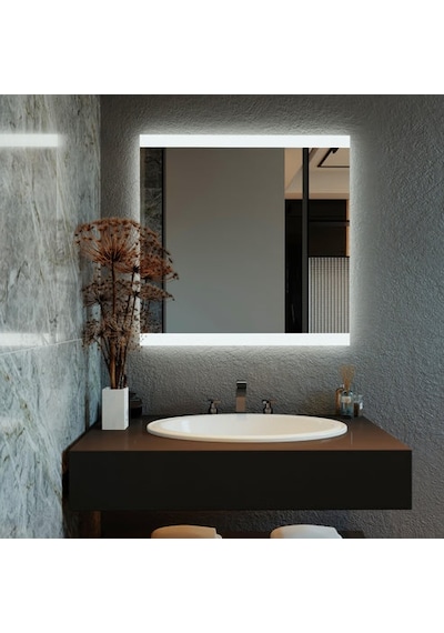 90x90 Cm Kare Led Banyo Aynası Touch Sensörlü, Dimmerli, Beyaz Işık 6500k Beyaz