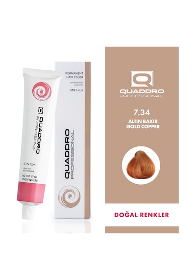 Quaddro Porefessıonel Saç Boyası 7.34 Altın Bakır 100 Ml Quaddro Porefessıonel Saç Boyası 7.34 Altın Bakır 100 Ml