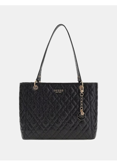 Guess Isemay Logo Patent Shopper Kadın Omuz Çantası Hwgg9628250 Siyah