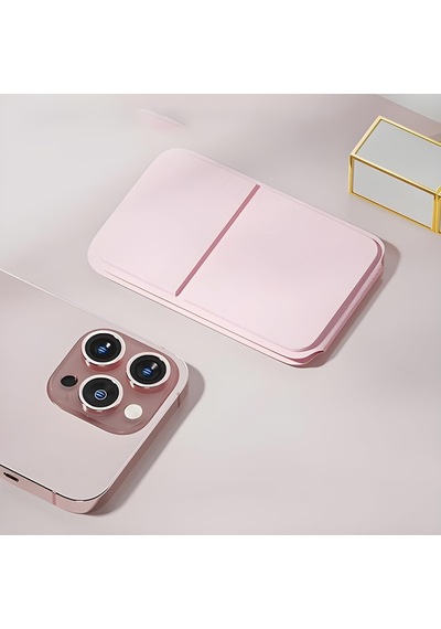Katlanabilir Stantlı Makyaj Aynası / Pembe Deri Çanta Boyu Mini Ayna 723190 Genel
