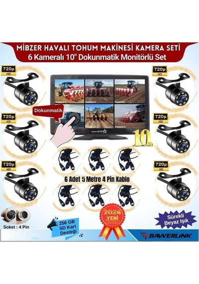 Bawerlink Bw-9160dvr 10"ınç Monitor 6 Kameralı Ahd Beyaz Ledli 1080p Mibzer Kayıtlı Kamera Seti