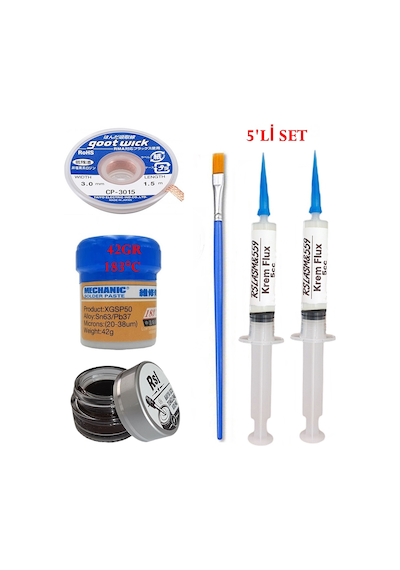 Mechanic Krem Lehim 183 C 42gr Havya Uc Temizleyici Flux Lehim Toplama Cp-3015 Lehim Emme Teli Fırça Seti02