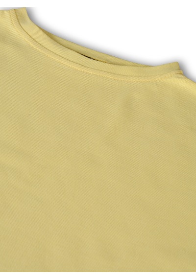 Sarı Bisiklet Yaka Rahat Kalıp Yarasa Kol Pike Kadın Crop T-shirt Sarı