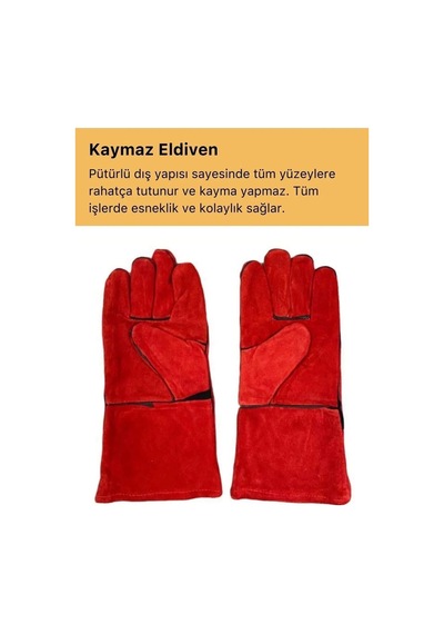 Deluxe Serisi Yanmaz Isıya Dayanıklı Eldiven Kaynak Yangın Için Su Geçirmez Çok Amaçlı Deri Eldiven