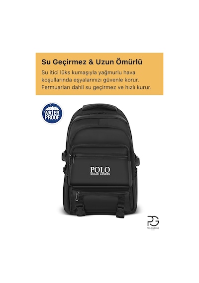Orijinal Unisex Ortopedik Sırt Destekli Çok Gözlü Geniş Hacimli Lise Ortaokul Büyük Okul Çantası siyah