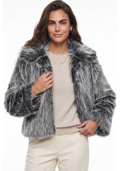 Onloox Kadın Siyah-beyaz Siyah Beyaz Polyester Suni Kürklü Geniş Yakalı Astarlı Tek Düğme Detaylı Ceket Mont Onloox Kadın Siyah-beyaz Siyah Beyaz Polyester Suni Kürklü Geniş Yakalı Astarlı Tek Düğme Detaylı Ceket Mont