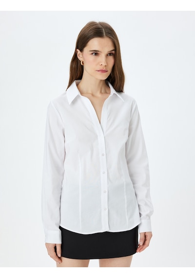 Koton Klasik Yaka Uzun Kollu Slim Fit Gömlek Beyaz 5sak60046uw Beyaz