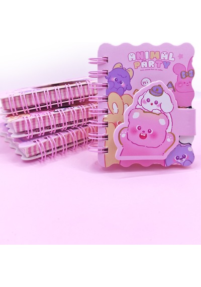 Animal Party Cırtlı Cep Boy Sevimli Mini Not Defteri 7x8 Cm - Hi