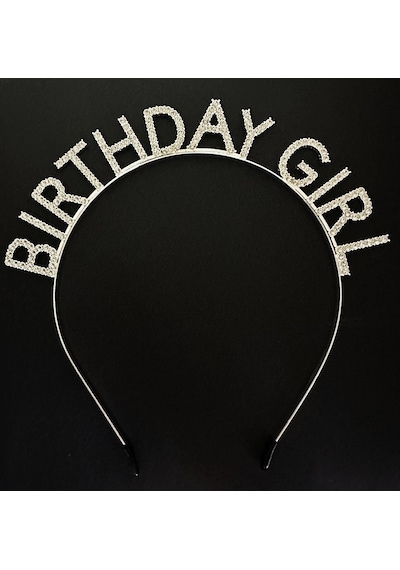 Gümüş Kristal Taşlı Birthday Girl Doğum Günü Tacı İthal Ürün A Kalite 17x16 Cm