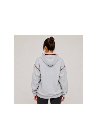 Herkesemoda Yaka Ve Kol Nakış Detaylı Kapüşonlu 2 İplik Şardonlu Sweatshirt Gri-bordo Herkesemoda Yaka Ve Kol Nakış Detaylı Kapüşonlu 2 İplik Şardonlu Sweatshirt Gri-bordo