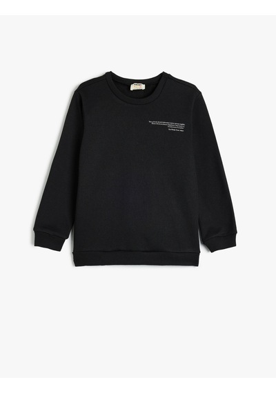 Koton Sweatshirt Arkası Atatürk Baskılı Bisiklet Yaka Uzun Kollu Siyah 5wkb10221tk Siyah