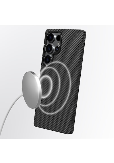 Galaxy S25 Ultra Kılıf Magsafe Uyumlu Aramid Fiber Youngkit 1500d Kevlar Extreme Wing Kapak Siyah
