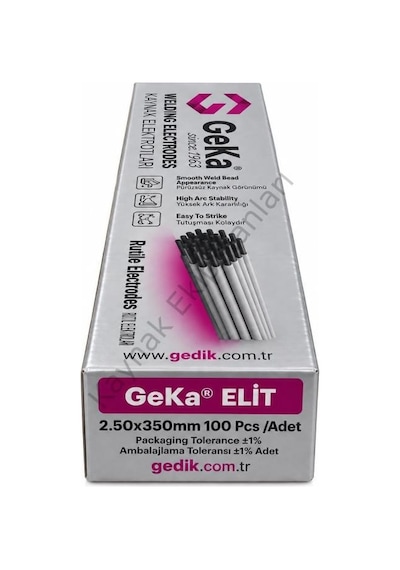 Geka Elit Rutil Kaynak Elektrod E6013 2,50x350 Mm - 1 Paket 100 Adet
