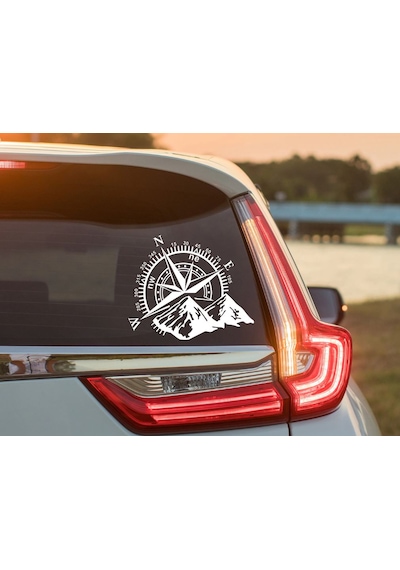 Pusula Ve Dağ Sticker - 4x4 Off Road Adventure Sticker - Araba Oto Motosiklet Karavan Sticker - 02112 60x47 Cm
