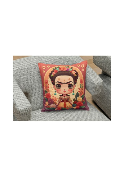 Özgür Ve Sevimli Kadın Desenlı Kare Yastık Kılıfı Çok Renklı