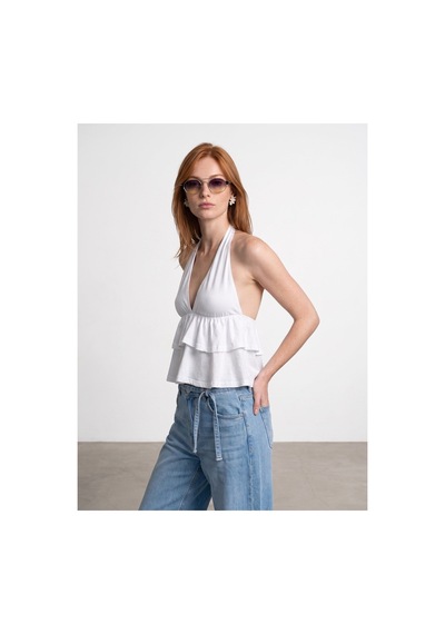 Dilvin 33017 Lyocell Halter Top-beyaz-16462