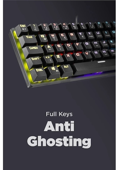 Rampage ALLY K11 12 Işık Modlu Red Switch Mekanik Bilek Destekli Rainbow Antighosting Oyuncu Klavye