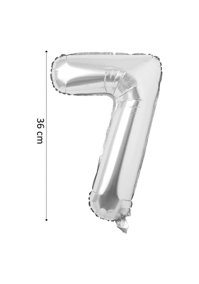 Folyo Balon 7 Rakamı Helyum Balon 36 Cm Gümüş Renk -silver Ballons - 7 Number Ballon Çok Renkli