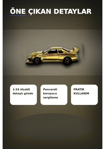 Diecast Metal 1/24 R34 Gtr Model Araba - 14 Yaş Ve Üzeri Koleksiyon İçin Tekli Paket Bx-313407