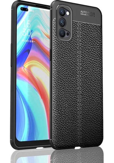 Oppo Reno 4 Kilif Tam Korumali Deri Görünümlü Silikon Kapak 463562317