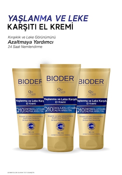 Yaşlanma Kırışıklık Ve Leke Karşıtı El Kremi 50 Ml - Kolajen Q10 Arbutin C Vitamini Spf 15 2 Li