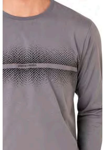 Pierre Cardin 6102 Erkek Uzun Kollu Bisiklet Yaka Pijama Takımı-gri Gri Melanj