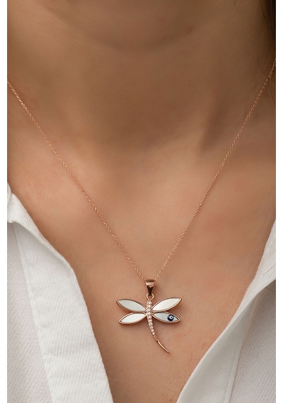 Papatya Silver 925 Ayar Rose Altın Kaplama Yusufçuk Gümüş Kolye
