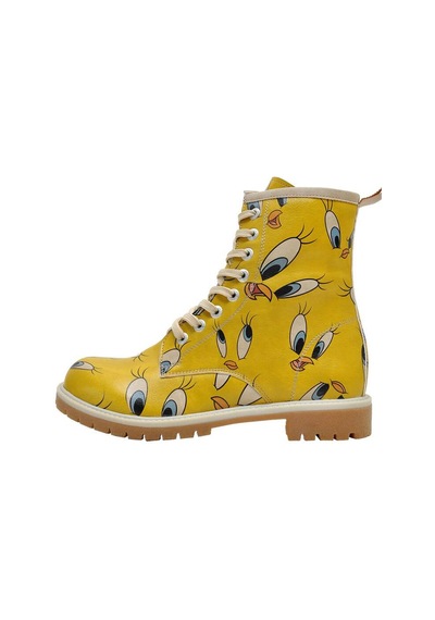 Kadın Vegan Deri Sarı Uzun Bot - Warner Bros Tweety İn Yellow Tasarım Multicolor