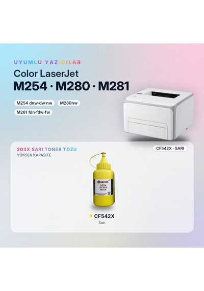 Hp 203x Cf542x Toner Tozu Sarı 80gr / Color Laserjet Pro M254 / M280 / M281