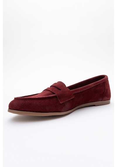 Luvishoes Luvi Shoes F02 Bordo Süet Hakiki Deri Kadın Loafer Ayakkabı Bordo