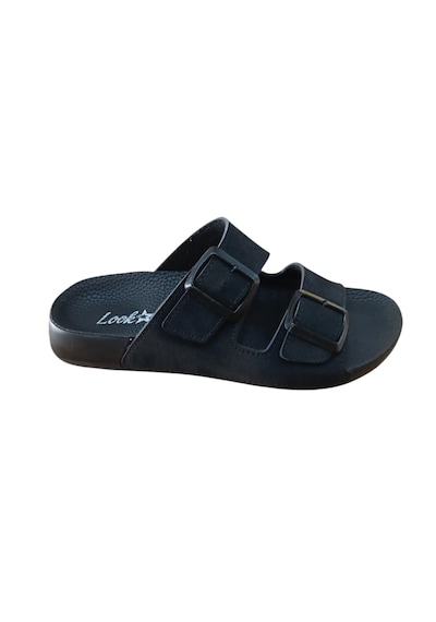 Look Life S030-002 Unisex İki Tokalı Comfort Terlik Siyah