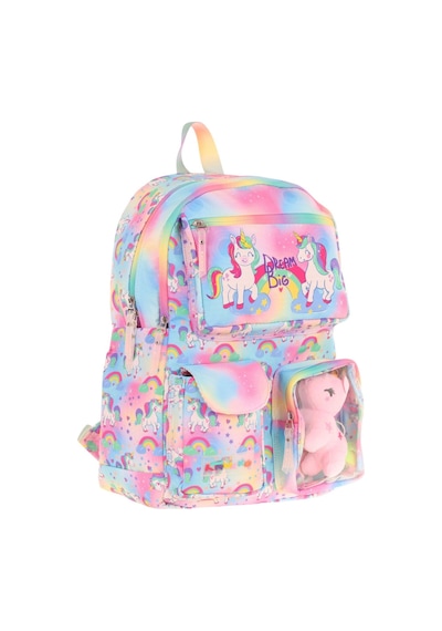 Kaukko Kız Çocuk Peluş Unicornlu İlkokul Okul Sırt Çantası - Pembe - L5243 Pembe
