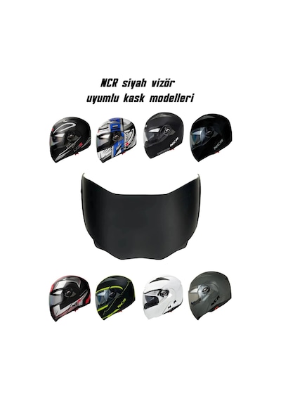 Ncr 158 Çene Açılır Kask Siyah Vizör Camı