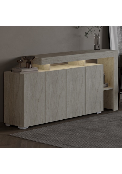 İnarch Dizayn Beliz Led Işıklı Modern Konsol 170 Cm, 4 Kapaklı Ve İç Raflı Depolama, Tasarım Traverten İnarch Dizayn Beliz Led Işıklı Modern Konsol 170 Cm, 4 Kapaklı Ve İç Raflı Depolama, Tasarım Traverten