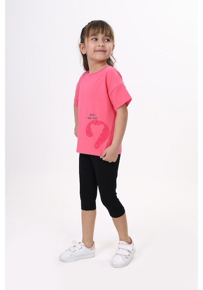 Toontoy Kids Toontoy Kız Çocuk Who Are You Baskılı Kaprili Takım Fuşya