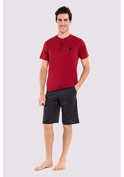 U.S. Polo Assn. Erkek Bordo 3 lü Pijama Takım 12005 Bordo