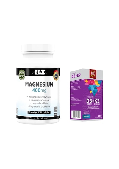 Vitamin D3 Vitamin K2 20 Ml Flx Magnesium Magnezyum Elementleri 180 Tablet