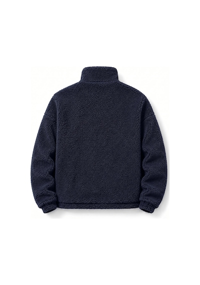 Genius Store Oversize Peluş Erkek İçi Polarlı Tam Fermuarlı Sherpa Sonbahar Kış Kadın Polar Sweatshirt Oversıze-pelus Lacivert