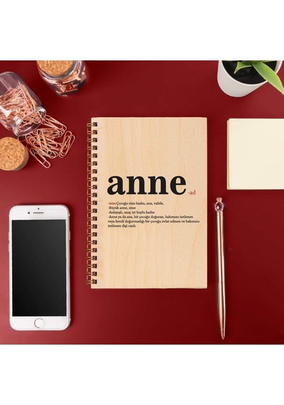 Anneler Günü Hediyesi Ahşap Kapaklı Defter