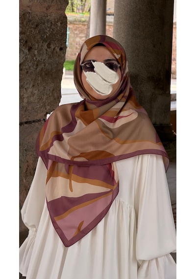 Qalortex Scarf Pamuklu Soft Rânâ Desen Eşarp-gül Kurusu