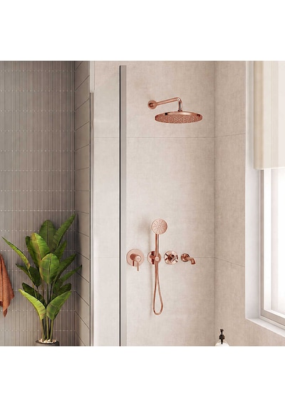 Vitra Origin Classic Ankastre Duş Seti, 8 Parça, Soft Bakır