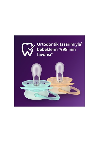 Ultra Soft Emzik, Ortodontik, Esnek Emzik Kalkanı, 0-6 Ay, Unisex, Scf091/41 Salyangoz