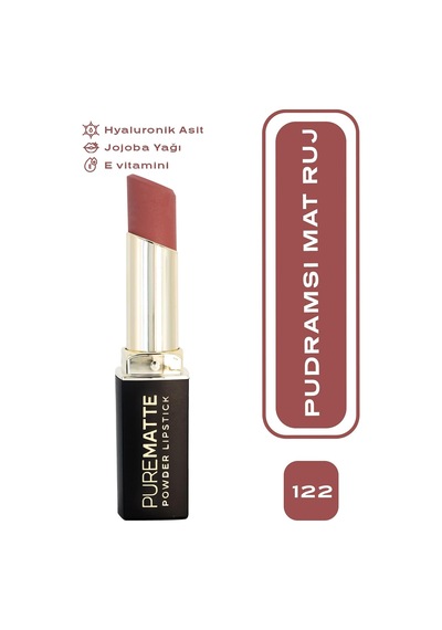 Pure Matte Powder Lipstick No: 122 - Nemlendirici Pudramsı Mat Ruj Çok Renkli